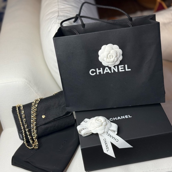 CHANEL
Shiny Caviar Quilted Flap Charm Wallet On Chain WOC Black - Picture 16 of 16